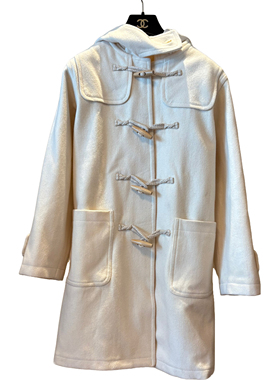 日本产CDG风格白色羊毛大衣中古二奢Vintage古着(99新)-581