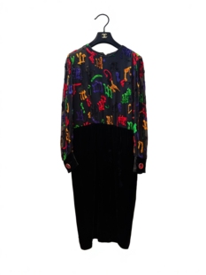 468 中古二奢Vintage99新 可议价 Akris瑞士产音符刺绣连衣裙46码