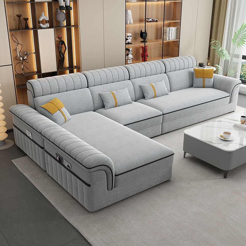 现代简约棉麻布艺沙发上门包安装