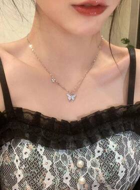 依好~满钻蝴蝶项链小众设计感高级轻奢精致锁骨链2022年新款颈链