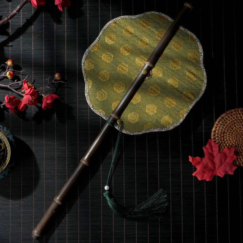 流光贝壳汉服梅花腰扇可卷折叠旋转古扇长流苏折扇便携挂腰扇子