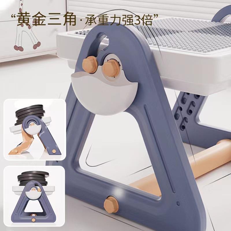 儿童套装椅子学习三角桌 DIY大颗粒积木拼插管道积木桌可固定折叠