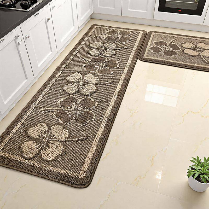 沙菲尔进门厨房地垫毯丙纶高低圈乳胶底部可机洗床边阳台卧室叶子