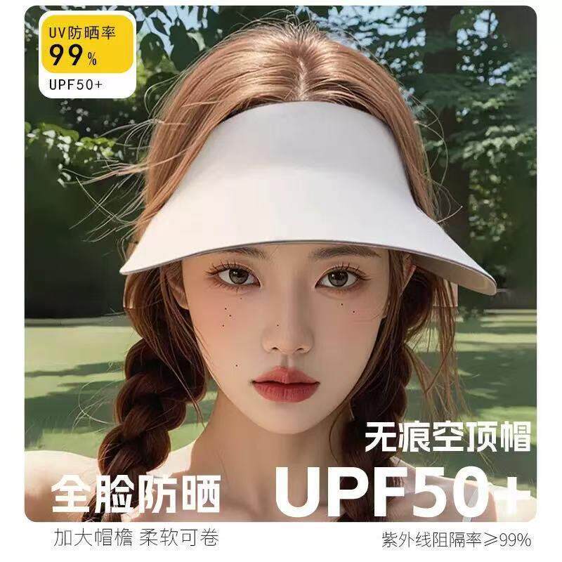 痕防晒帽女夏季遮阳新款帽子面罩眼镜三件套防紫外线空顶太阳帽
