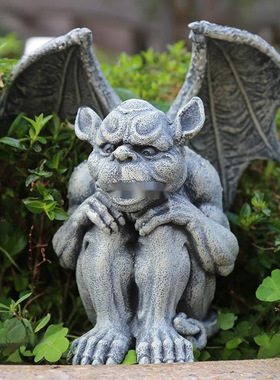花园杂货 庭院小摆件 树脂小怪兽恶魔像创意动物园艺装饰品摆件