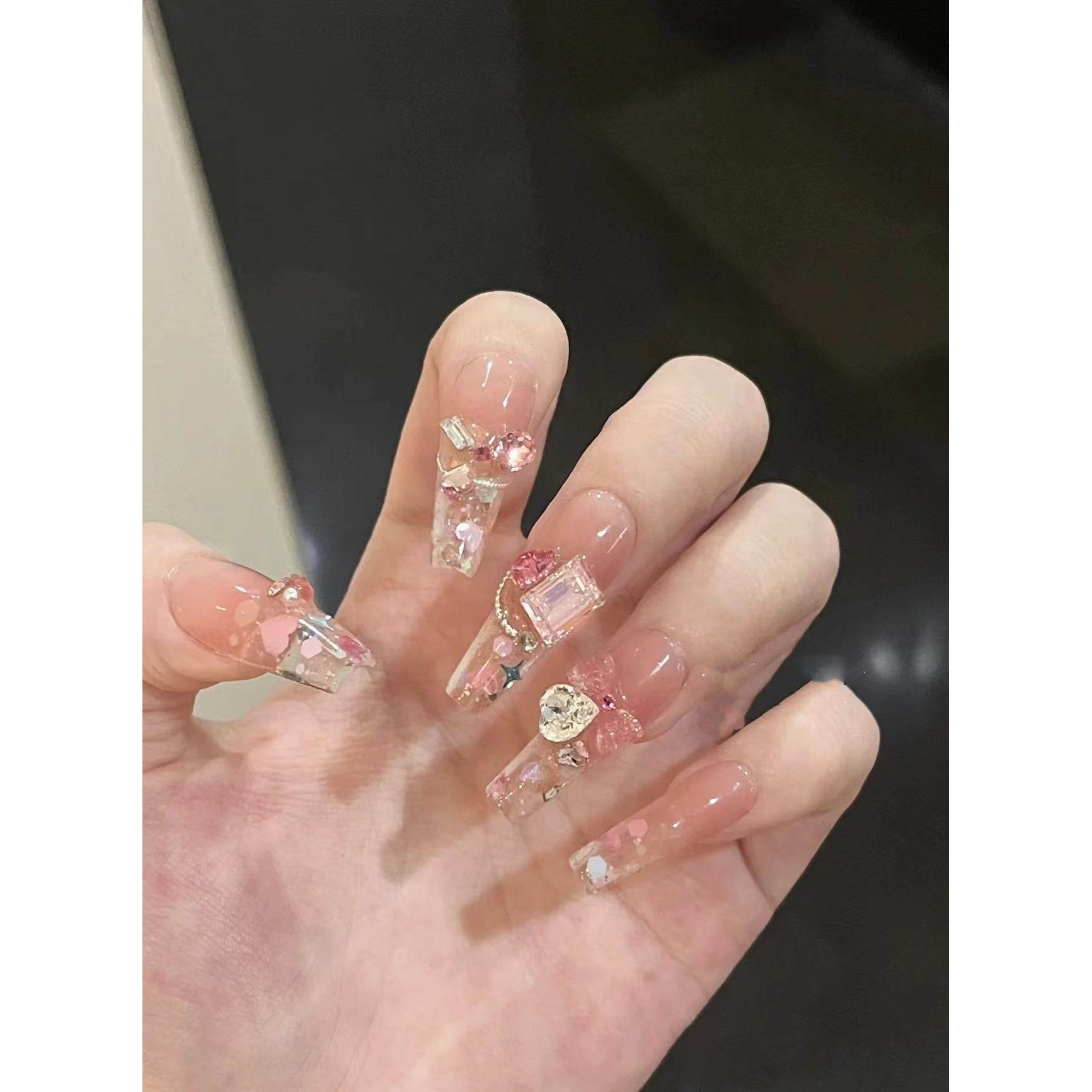 抱抱甜心穿戴甲成品可拆卸光疗防水奶冰透粉钢珠干净显白美甲272,彩妆/香水/美妆工具,美甲工具,淘宝优惠券,粉丝福利购,淘宝优惠卷