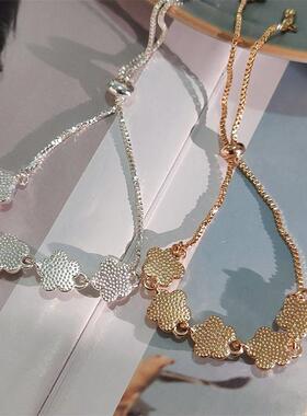 韩版时尚简约锆石花朵手链小众设计甜美花卉合金手饰品校园夏季风