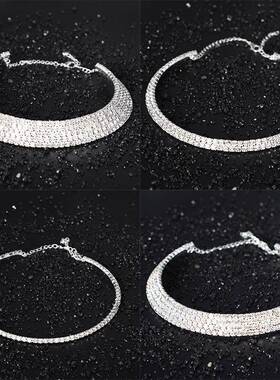 跨境时尚饰品满钻水钻多层多排项圈新娘水晶项饰短款项圈项链