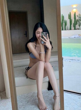 欧美风性感泳衣女夏2025新款度假比基尼条纹钩针小胸聚拢温泉泳衣