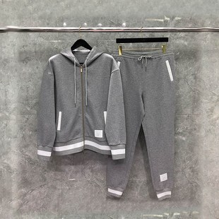 长袖 潮牌外套卫裤 运动套装 秋冬季 两件套 男女情侣装 TB连帽卫衣开衫