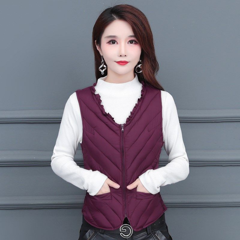 新款女士羽绒棉马甲中老年秋冬坎肩保暖背心妈妈短款贴身大码内胆