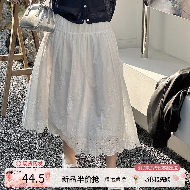 白色半身裙女夏2025新款高腰显瘦a字中长款春秋垂感流行爆款长裙