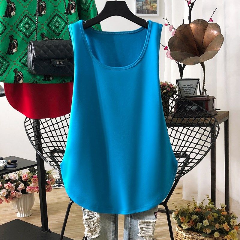 百搭秋冬款大码宽松加厚吊带背心女内搭叠穿打底衫中长款无袖上衣
