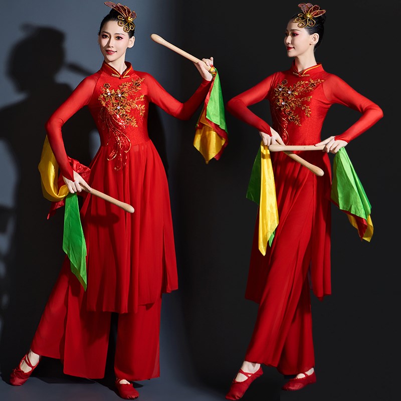 胶州成人中国风秧歌服演出服女2025新款喜庆打鼓比赛广场舞表演服