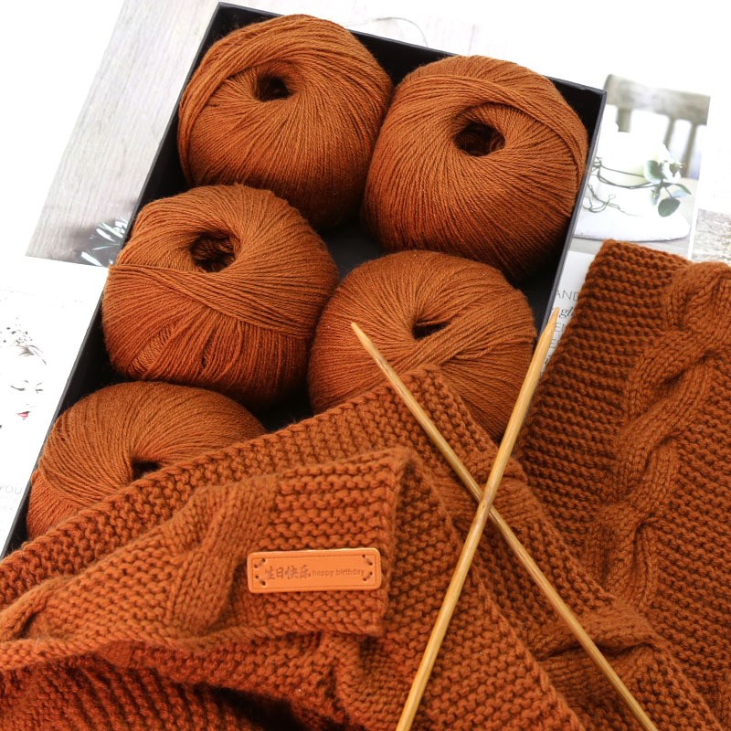 羊绒线织围巾毛线手工编织diy材料包中粗羊毛机织山羊绒宝宝毛线