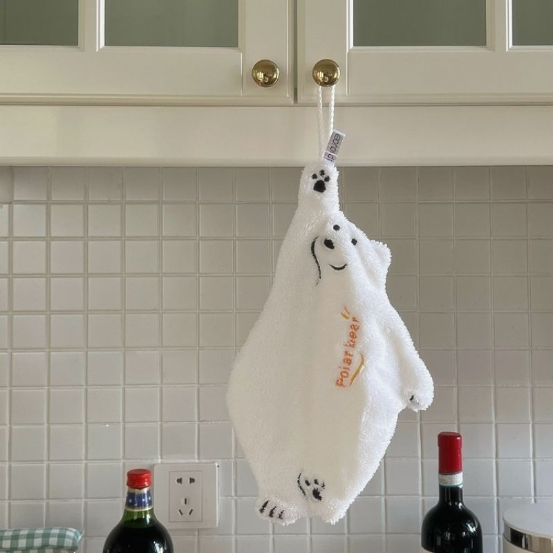 家用北极熊擦手挂巾挂式洗手巾宝宝可爱珊瑚毛巾厨房超水加厚抹布,家庭/个人清洁工具,厨房擦手巾,淘宝优惠券,粉丝福利购,淘宝优惠卷