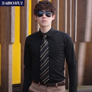 男士 衬衣修身 款 春秋新款 男上班职业衬衫 衬衫 青年纯白色寸衫 男 长袖