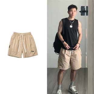 风宽松百搭沙滩 糖果色速干机能男女五分休闲短裤 黑子舞想夏季 中裤