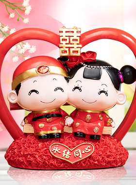 结婚礼物卧室创意摆件实用高档送新人闺蜜饰品新婚公仔房间装饰