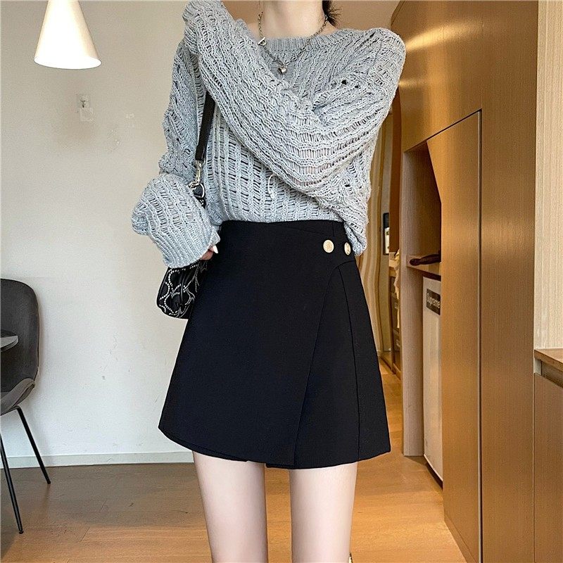 胖mm高腰显瘦不规则西装裙裤女2021秋冬韩版遮肚休闲时尚百搭靴裤