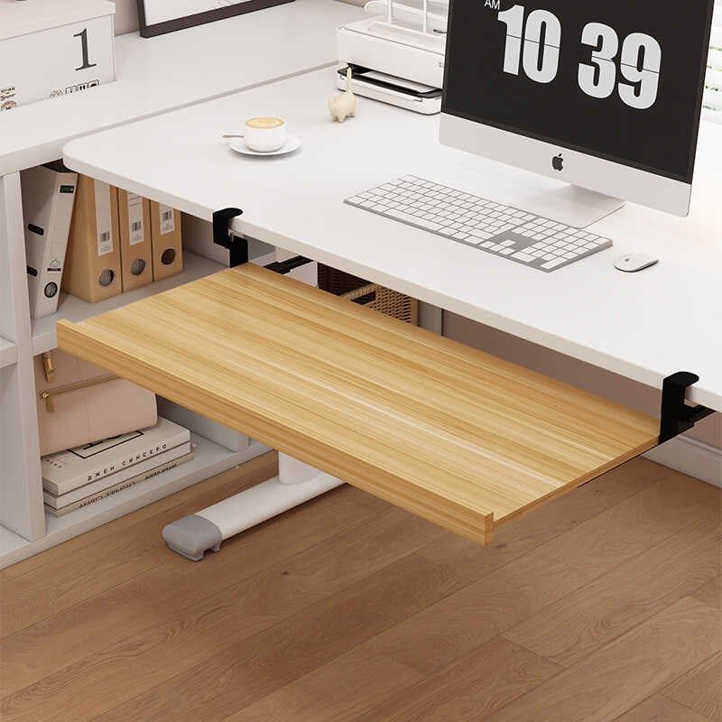 键盘架免打孔键盘托挡板免安装桌面夹桌电脑伸缩滑轨抽屉收纳定制