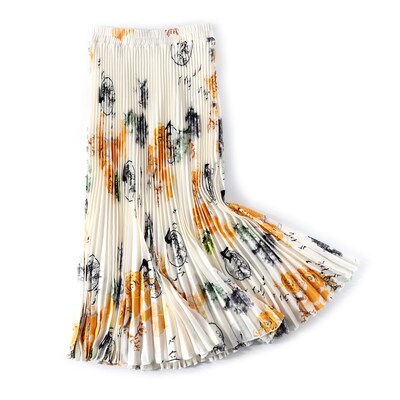 2025夏季新款女裙子半身裙碎花百褶裙a字大摆清新中长款显瘦半裙