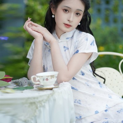 花开栀夏 古法全开襟一片式旗袍复古民国风年轻款少女曳地长款