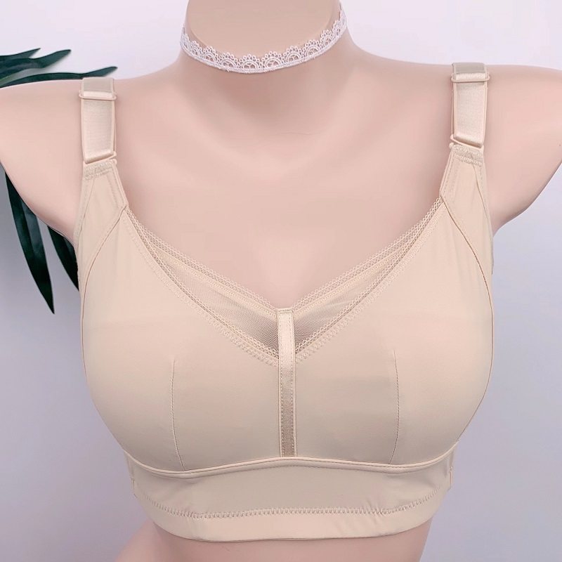 光面内衣大胸显小束胸超平防下A垂女超薄无钢圈内衣聚拢收副乳文