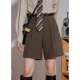 高腰直筒西装 春夏简约气质宽松百搭阔腿短裤 五分裤 女复古休闲中裤