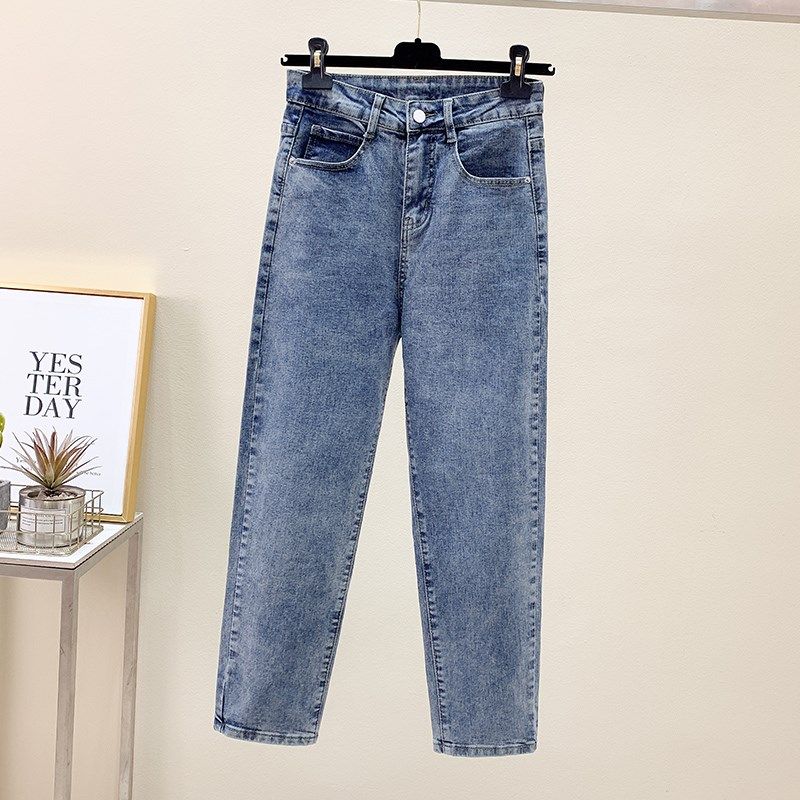 复古牛仔裤男2025年春秋新款直筒宽松哈伦裤韩版潮流休闲九分裤子