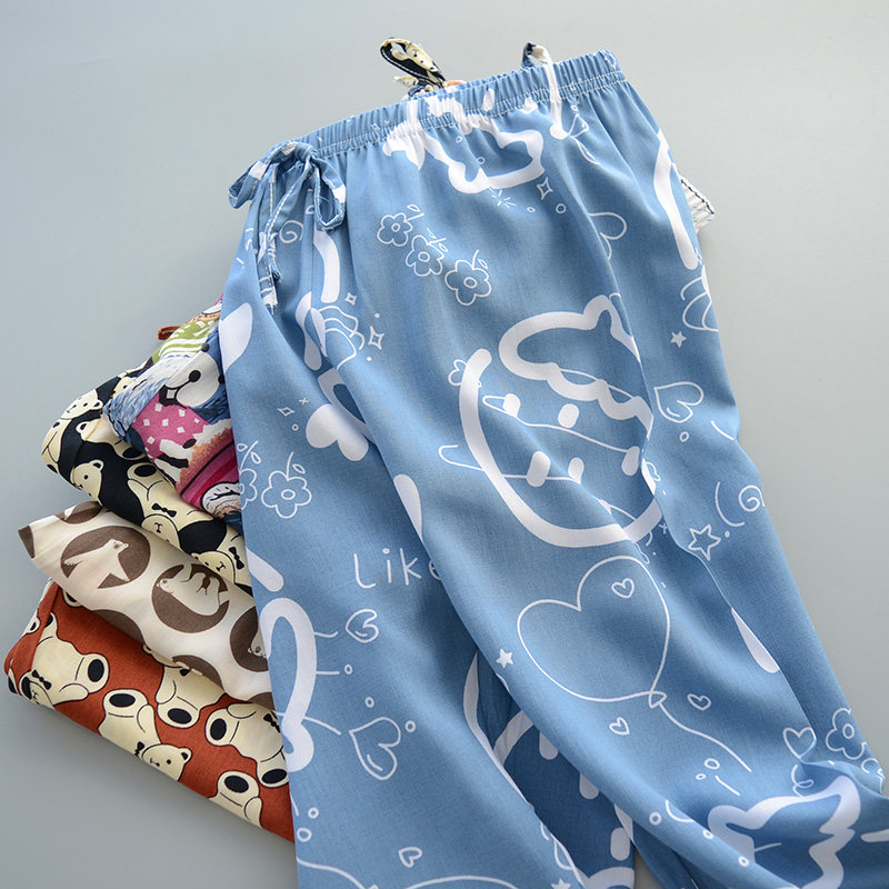 夏季儿童防蚊裤人造棉薄款休闲裤灯笼裤宝宝迷彩卡通绵绸沙滩裤子