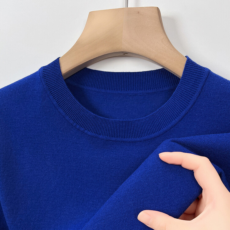 2025夏季新款含羊毛半袖T恤中年男士毛衣薄款圆领休闲短袖针织衫