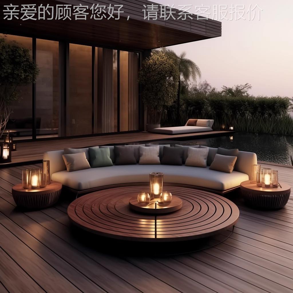 北欧户外沙实木88发别墅休闲水合防卡座家具茶组几室外花园庭院露