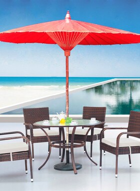 户外大油纸伞大红色伞庭院伞茶座遮阳伞装饰伞古风可定制1.52米