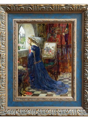 蓝色调油画框相框复古怀旧可定做大小仿古美式宽度9.5厘米照片框