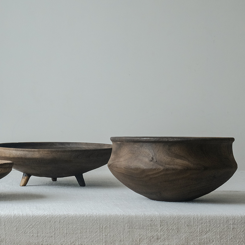 家居装饰盆实木手工艺术品木制高级感果盘酒店民宿装饰摆件