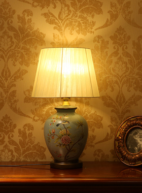 复古古典欧式陶瓷台灯 卧室床头灯客厅装饰摆设 家居装饰品摆件