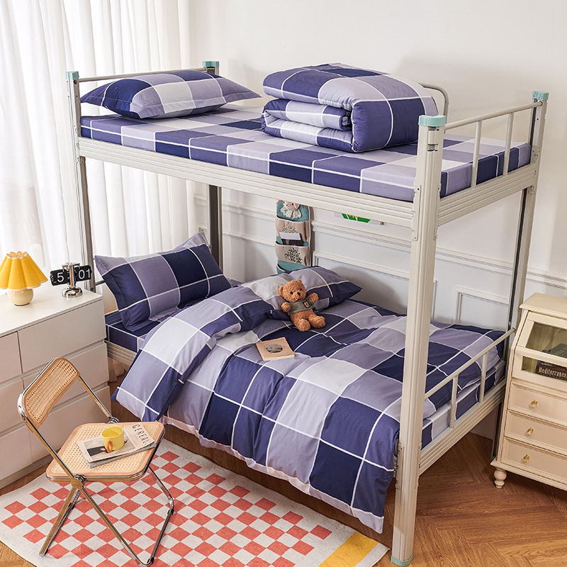 加厚全棉三件套学生宿舍套装大学上下铺纯棉六件套棉花被褥床垫套