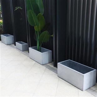 北欧长方形镁水泥花盆创意特大环保绿萝家用隔断围栏X墙花器槽定