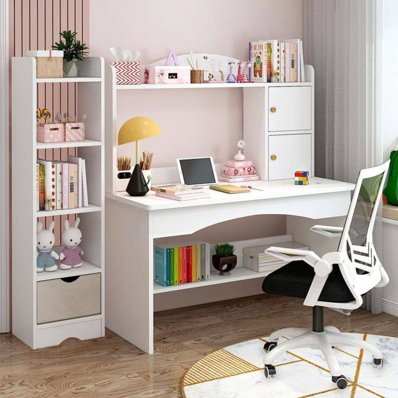 电脑桌台式简约现代家用书桌书架一体卧室学生写字桌儿童学习桌子