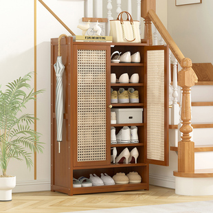 小窄家用鞋架楼梯口省空间收纳柜子儿童多层现代简约带门防尘鞋柜