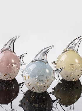 高档轻奢琉璃鱼客厅摆件高颜值电视酒柜玄关家居办公室招财装饰品