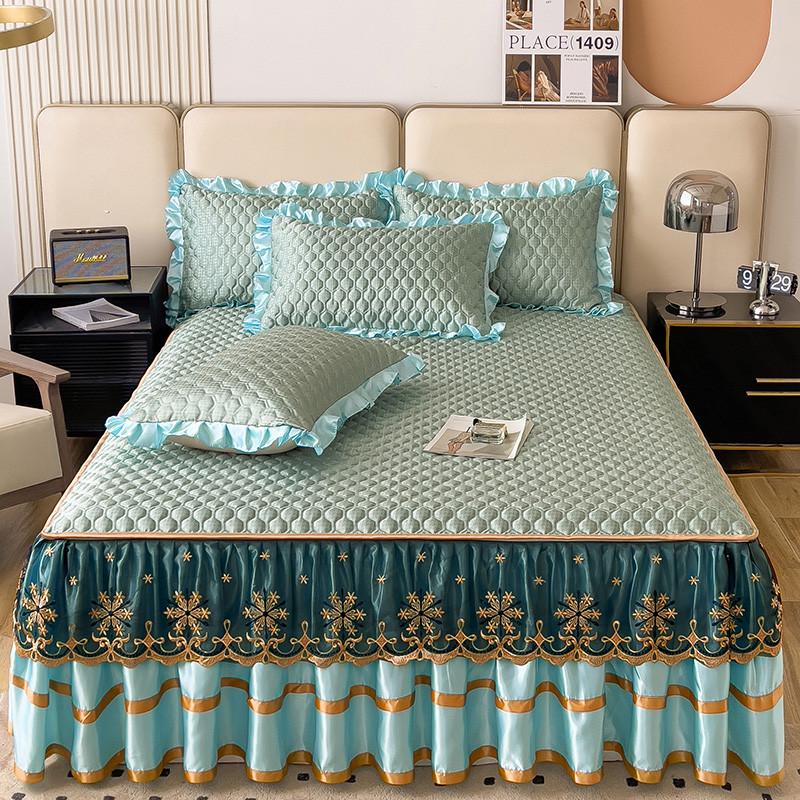 夹床水机床罩子空调软洗款夏季可三件套丝冰床单盖凉席凉席蕾丝棉