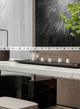 现代轻奢样板间茶室桌面茶盘茶具组合软装摆件书房提篮灯创意饰品