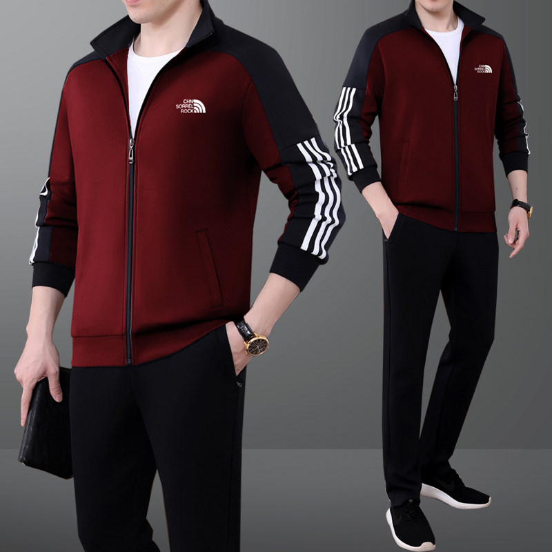 中老年运动服套装男春秋季爸爸装两件套宽松休闲 中年男士运