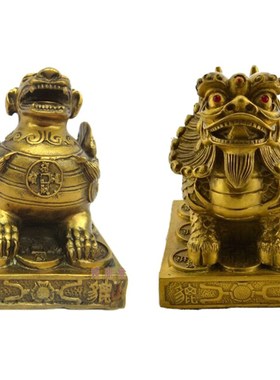 纯铜制貔貅一对摆件吉祥物独角天禄双角皮休招财