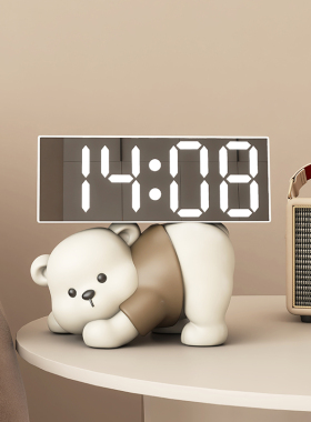 奶油风时钟摆件闹钟客厅电视柜桌面摆放钟表台式装饰品创意电子钟