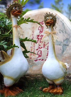 花园装饰 庭院布置户外园艺装饰品摆件创意卡通动物树脂鸭子摆件