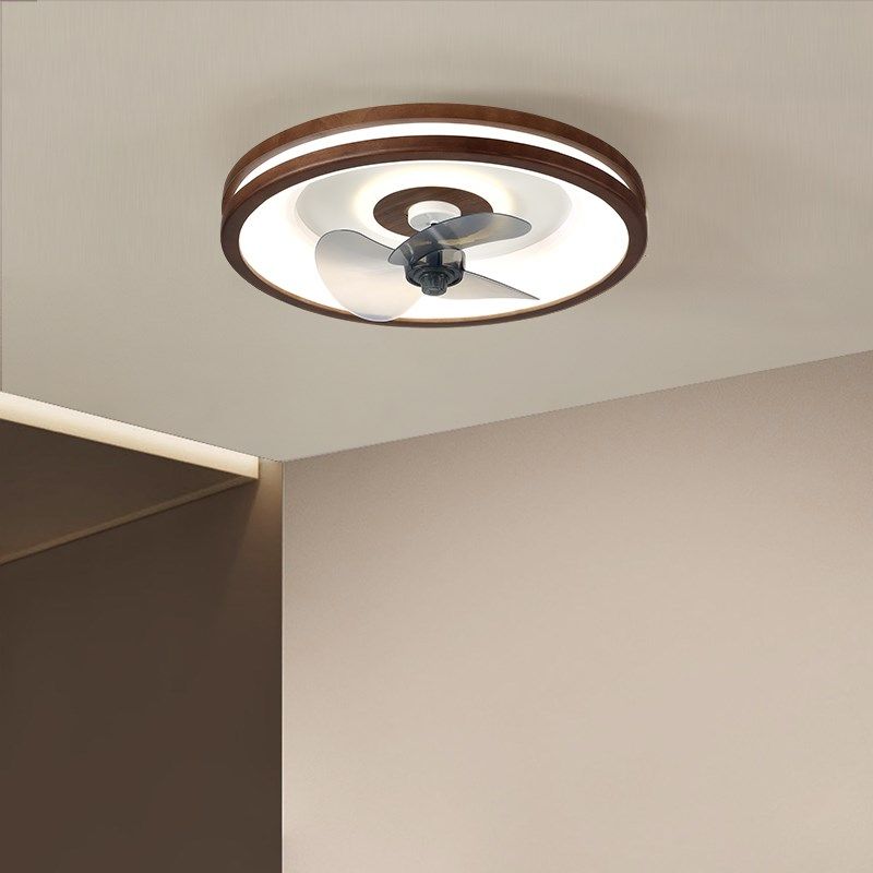 实木变频风扇灯简约现代智能吸顶灯胡桃木色电扇灯LED卧室房间灯,家装灯饰光源,风扇灯,淘宝优惠券,粉丝福利购,淘宝优惠卷