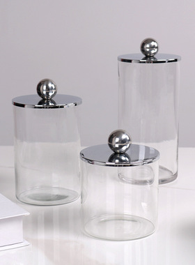 现代简约装饰储物罐珠点玻璃瓶餐桌餐边柜玄关糖果罐样板间摆件